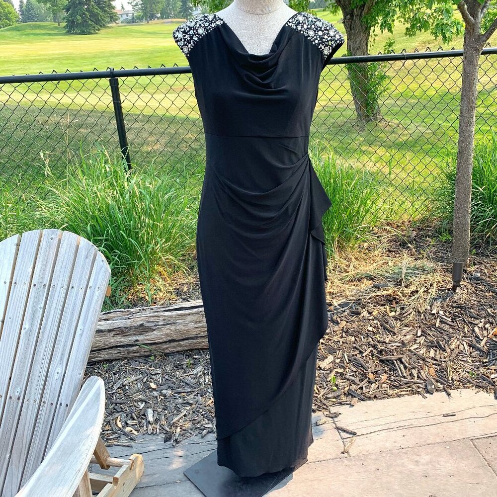 Alex Evenings Embellished Layered Ruffle Sleeveless Maxi Dress Evening gown